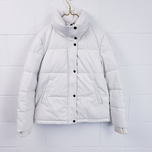 BCBGMaxAzria Jackets & Blazers - BCBG MAXAZRIA White Vegan Leather Puffer Coat Size Small Style # 14779BM-100